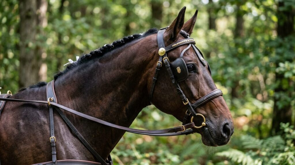 Close-up professional photograph of a well-groomed horses h